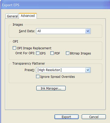 Export EPS setting, Advanced